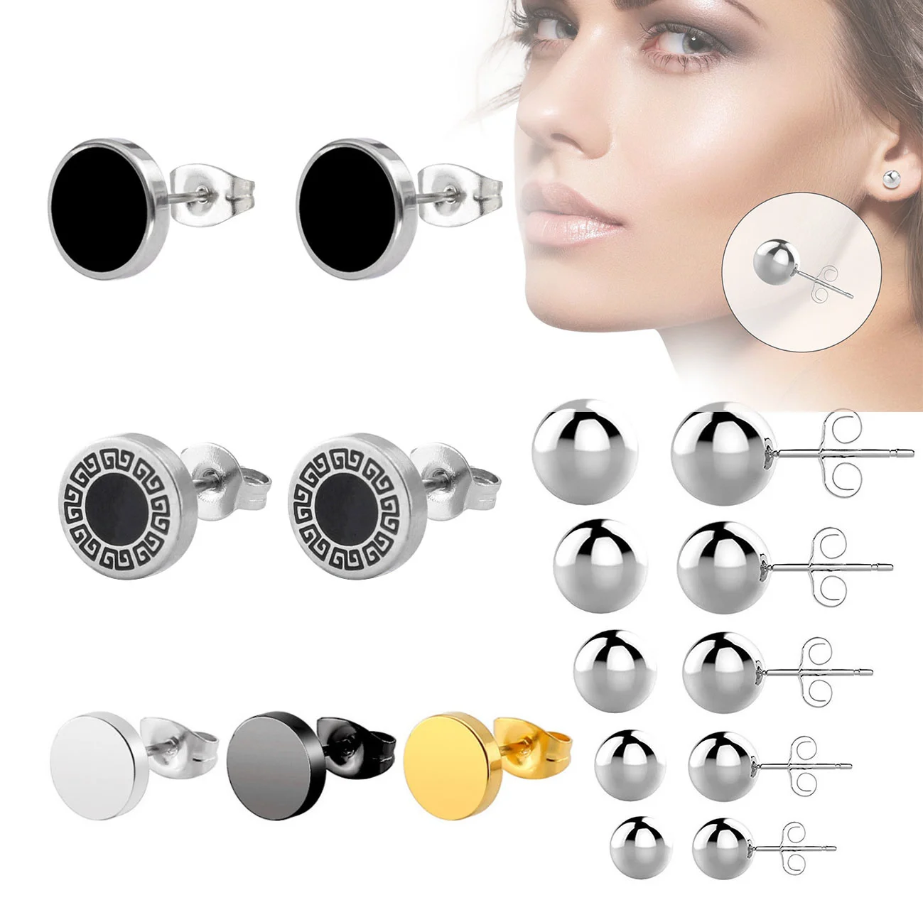 

Stud Earrings Stainless Steel Korean Custom Earring Studs Gold Filled Wholesale Minimalist Black For Women 2021