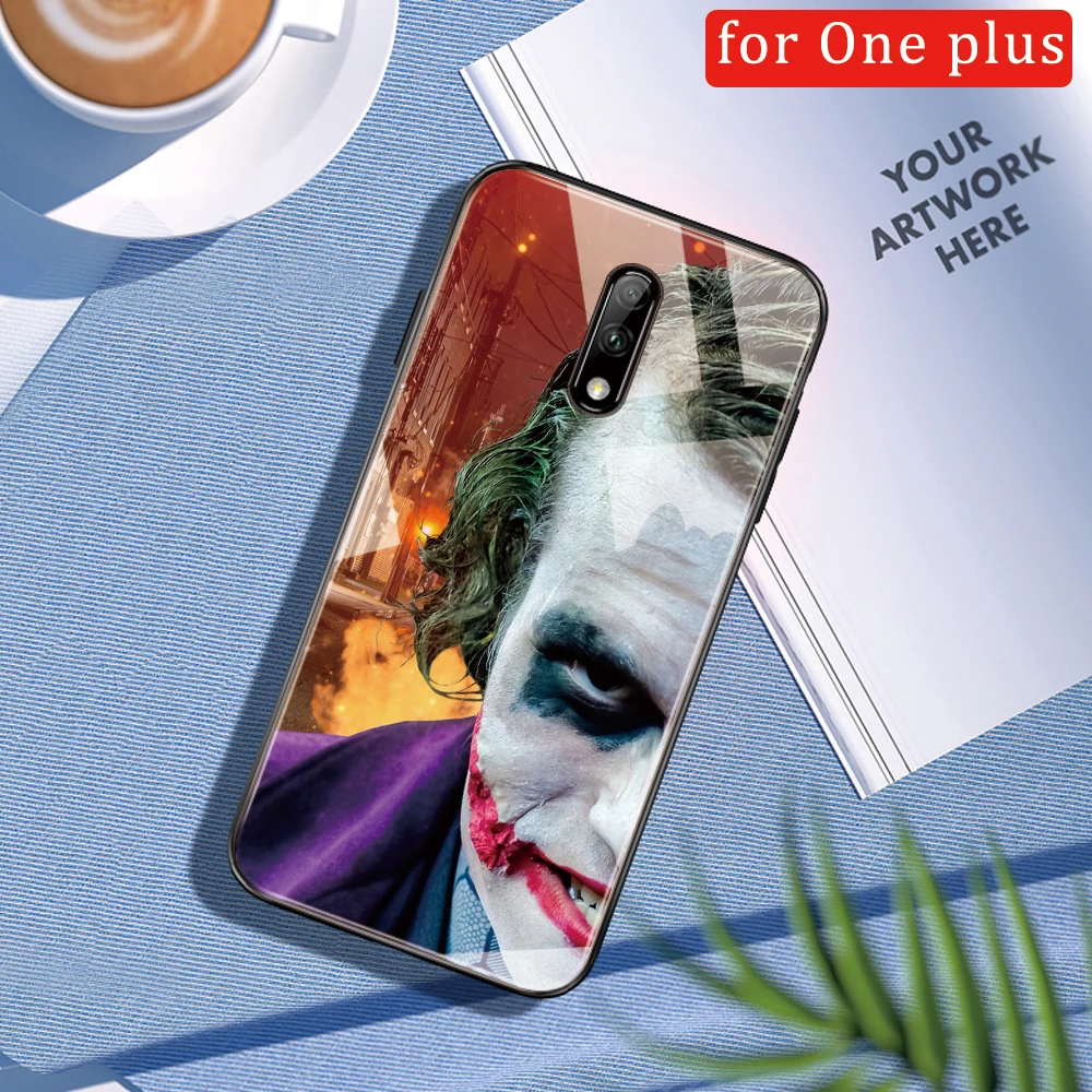 Для OnePlus 7 Чехол из закаленного стекла Joker чехол для 7T 6t pro 1 + 5T DIY стеклянный