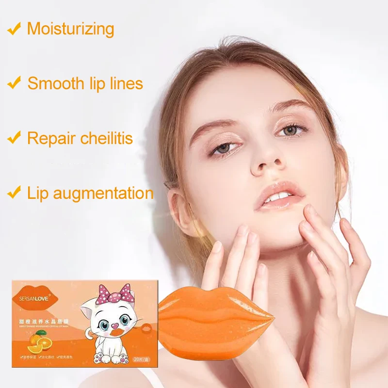 20PCS Collagen Crystal Lip Mask Lips Plump Gel Skin Care Hydrating Anti-Drying Lighten Wrinkle Masks Patch Korean Cosmetics |