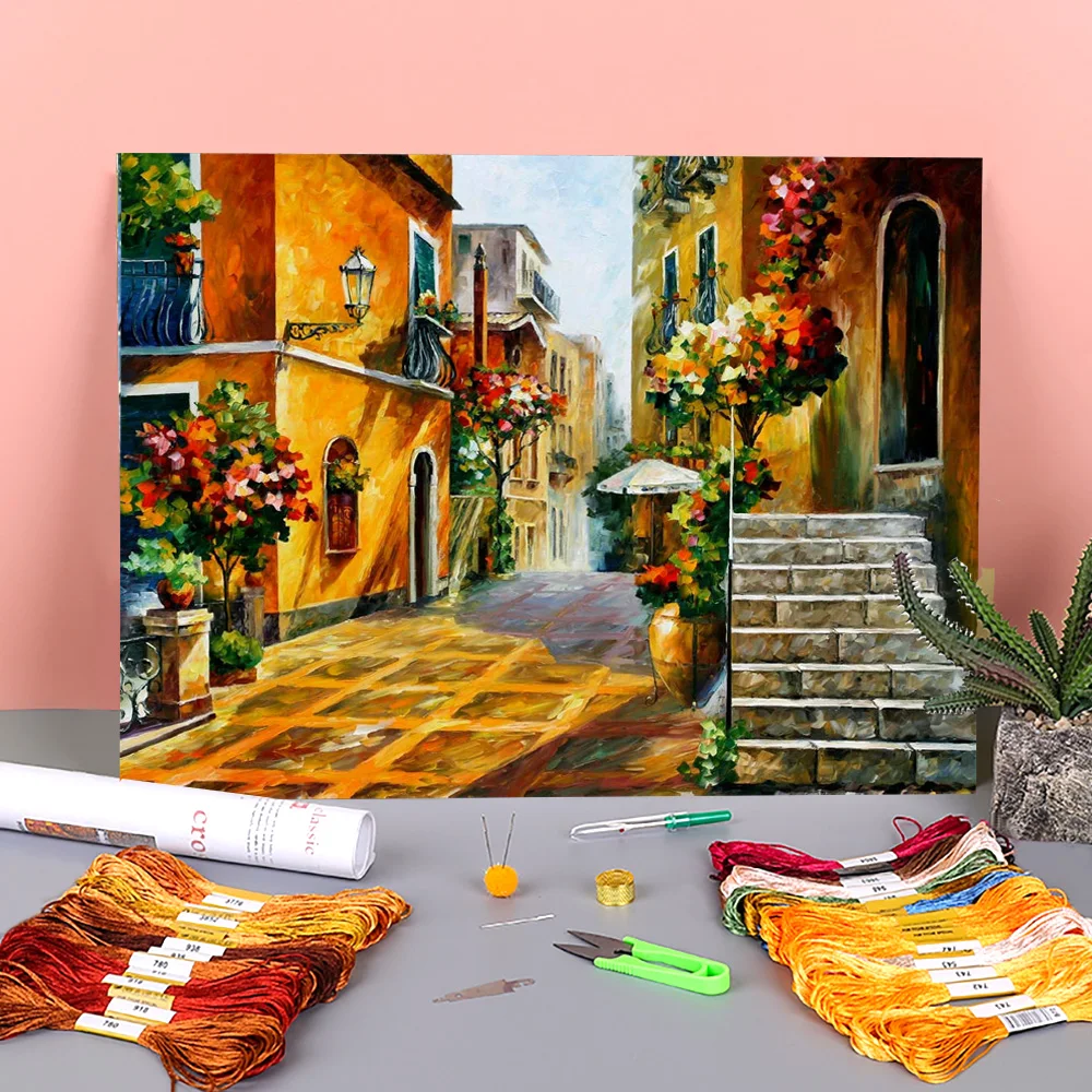 

Холст с принтом "Солнце, Сицилия", 11 карат, для вышивки крестиком, набор для самостоятельной вышивки, DMC нитки, ручная работа, картина, промоак...