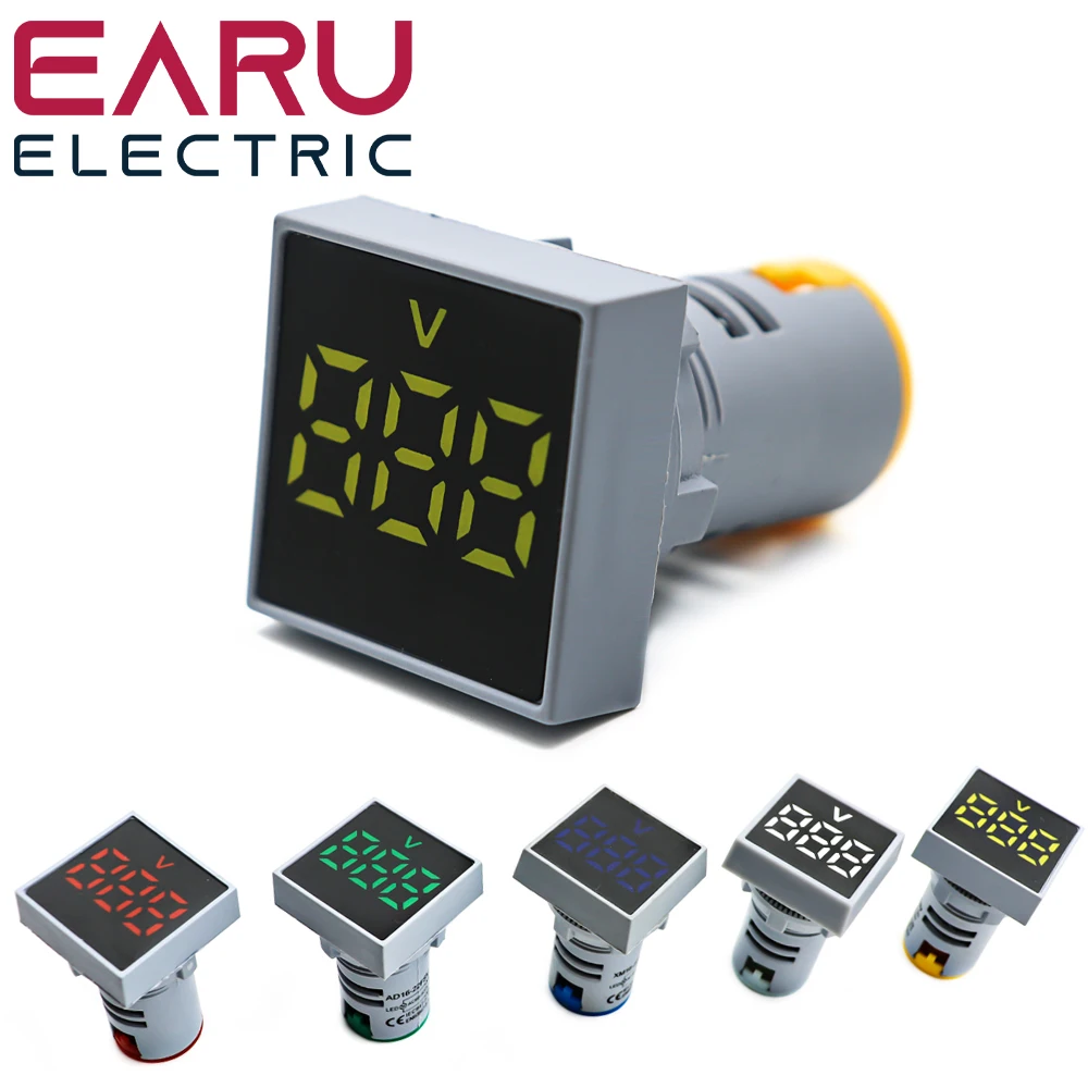 

1pc Mini New 22MM AC 60-500V Voltmeter Square Panel LED Digital Voltage Meter Indicator Light Tester Red Blue Yellow Green White