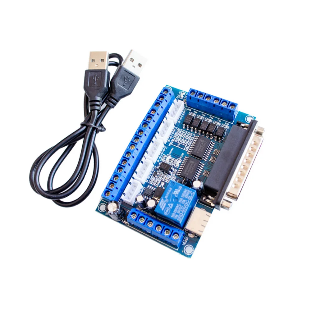 CNC 5 Axis Stepper Motor Driver Interface Board With USB Cable Optocoupler Isolation For MACH3 Engraving Machine DIN889 | Обустройство
