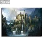 Полноразмернаякруглая Алмазная 5D картина сделай сам с изображением пейзажа Замок 5D Вышивка пейзажа гора мозаика для вышивки крестиком домашний декор