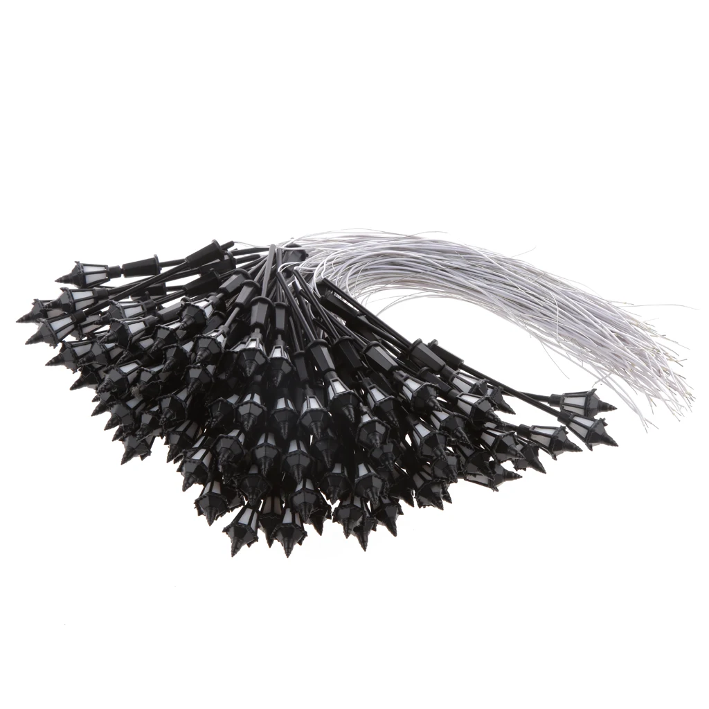 

100x 1/100 Scale Painted Street Lamp LED Lights for Train Park Garden Accs