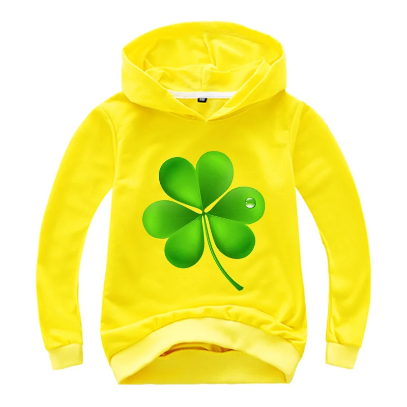 

New Lucky Grass Print Children's Long Sleeve Hoodie Fall Boy And Girls Fashion Casual Sweatshirt Cotton Health Skin Friendly Ma