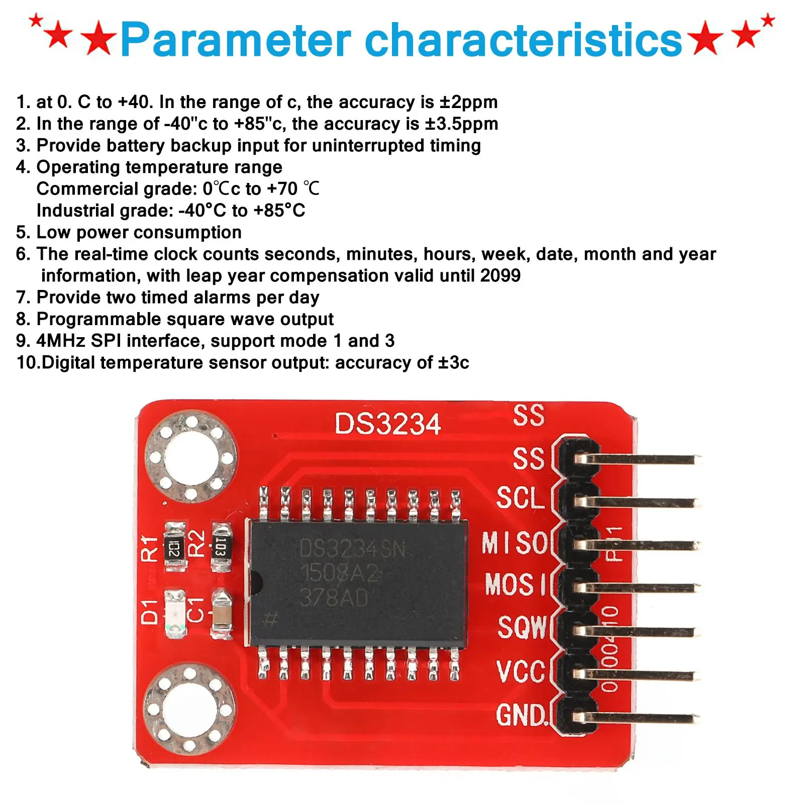 Совместимость с Arduino DS3234 модуль RTC Высокоточный часов в режиме реального времени