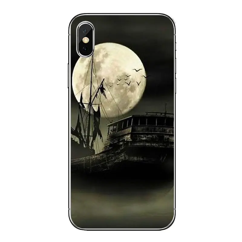 Old Ship in Sea Moon Night Wallpaper For Huawei Honor 8 8C 8X 9 10 7A 7C Mate 20 Lite Pro P Smart Plus Soft Silicone TPU Case | Мобильные