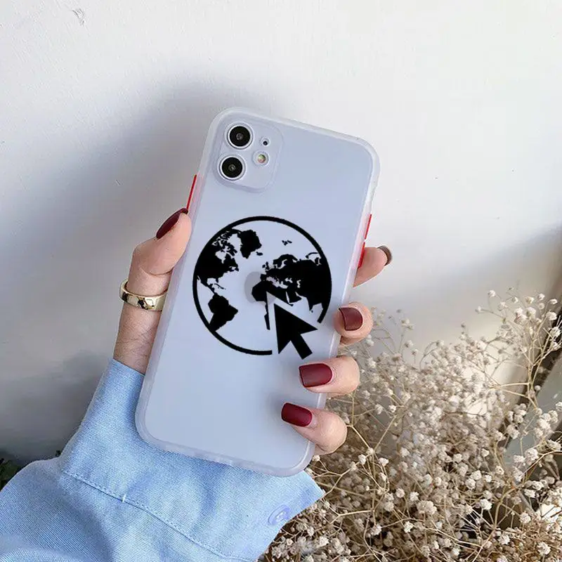 

World Map Travel Phone Cases For iphone 12 11 Pro Max Mini XS 8 7 Plus X SE 2020 XR Matte Transparent Light white Cover