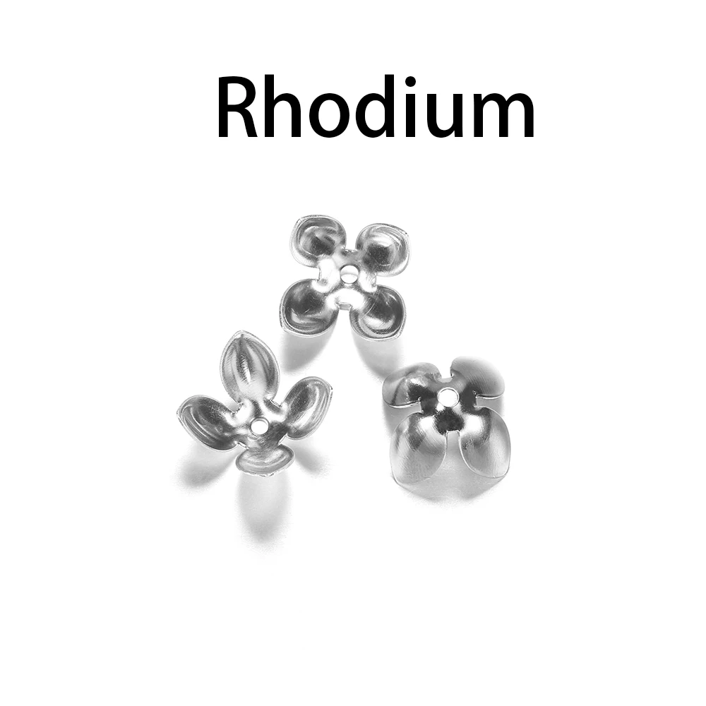 Rhodium 50 шт./лот, железные, серебристые, позолоченные бусины, колпачки s, Цветочная фурнитура, лепестки, бусины, Подвески для изготовления ювелирных изделий - Цвет: Rhodium