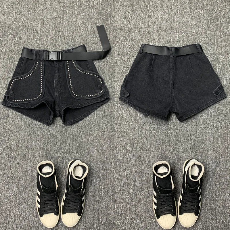 Женские джинсовые шорты с высокой талией широкие короткие свободные брюки