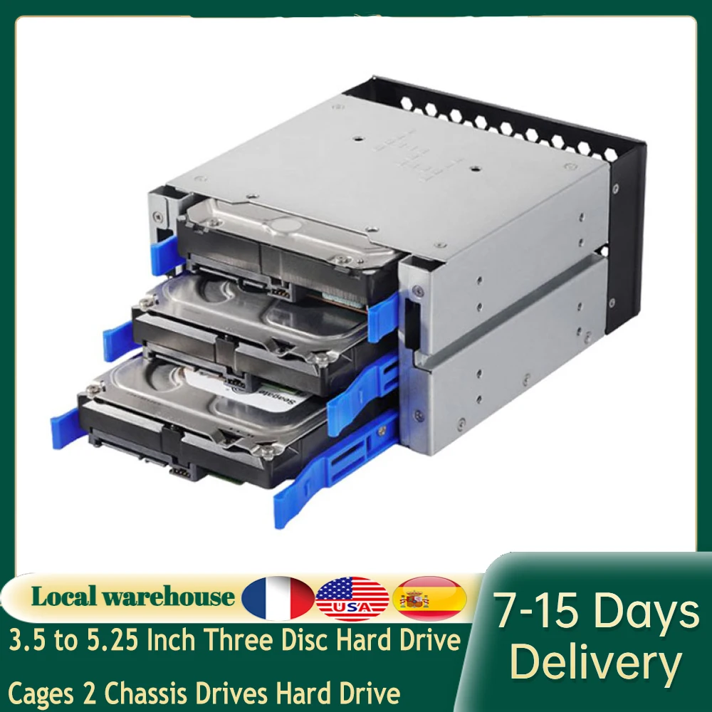 

3.5 to 5.25 Inch Three Disc Hard Drive Cages 2 Chassis Drives Hard Drive Box Computer Storage Expansion Rack