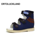 Ортопедическая обувь для мальчиков и девочек, детские сандалии с открытым носком, кожаные босоножки на плоской подошве, лето