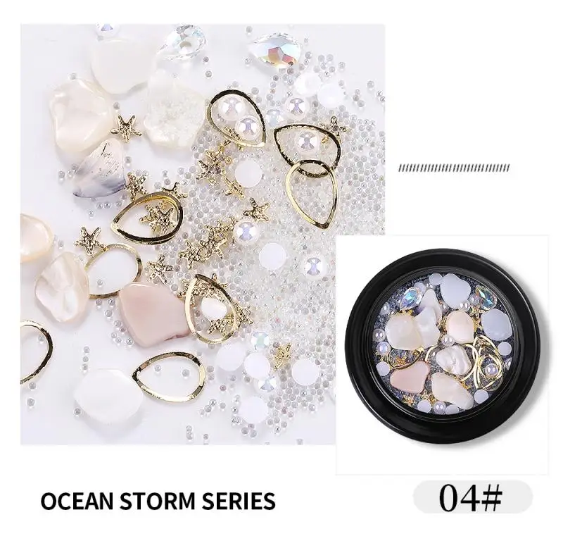 1 коробка украшения для дизайна ногтей Красочные Стразы маникюра ракушки 3D