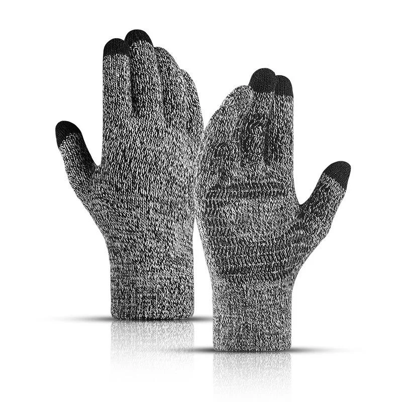 

Winter Knitted Men's Gloves Touch Screen Anti-skid Solid Business Driving Cycling Full Finger Autumn Non-slip Rubber Male Gloves