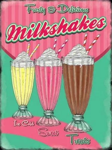 

Metal Tin Sign Milkshakes Frosty & Delicious Kitchen Garage Home Kitchen Bar Pub Hotel Wall Decor Signs