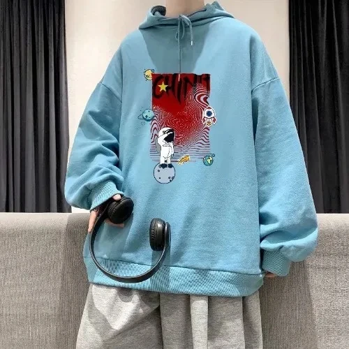 

Japanese temperament hooded couple hoodie male lazy hoodie pullover with fleecy new simple relaxed student trend