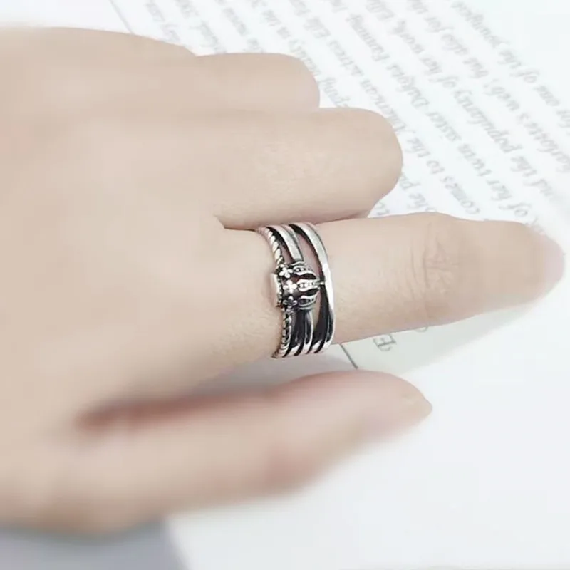 Женское Винтажное кольцо ANENJERY серебряное из тайского стерлингового серебра с