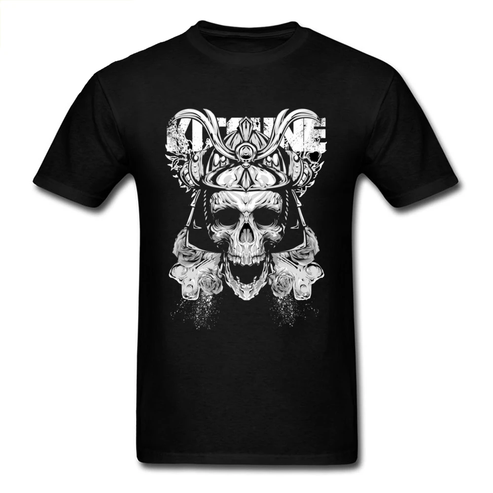 

Halloween Samurai Skull Tee Men Gothic Black T-shirt Short Sleeve Hot Sale Japan Cartoon Top T Shirts Vintage Chic