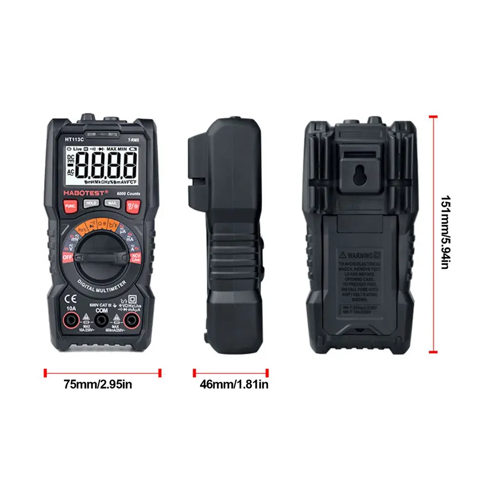 HABOTEST HT113C Digital Multimeter Automatic Range NCV Hz Ture RMS AC/DC 6000 Counting Professional High Precision | Инструменты