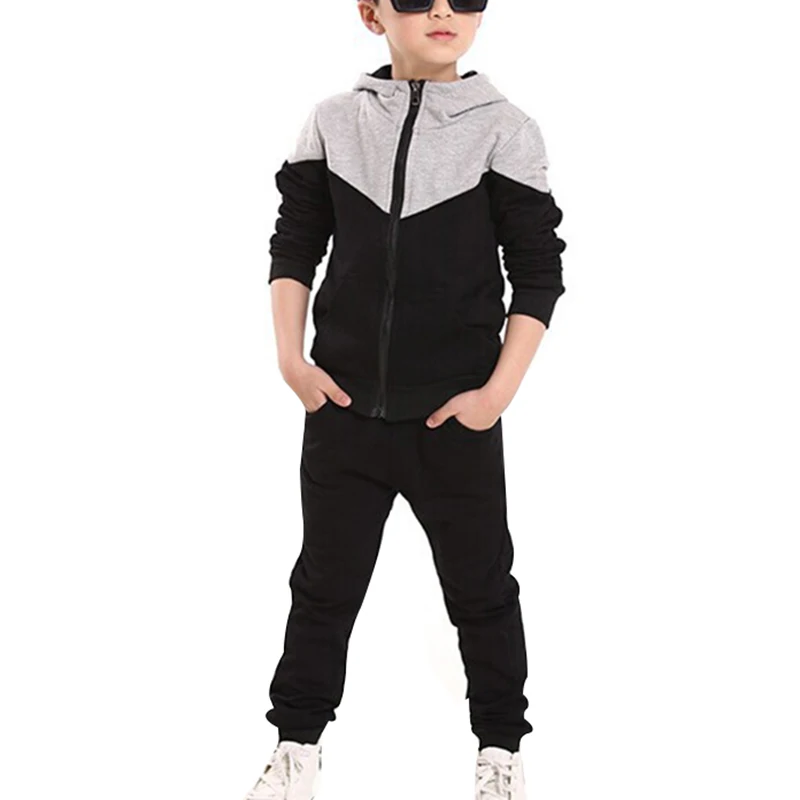 Children Kids Boy Long Sleeve Hoodie Zipper Coat Pants Sportswear for Sports YH-17