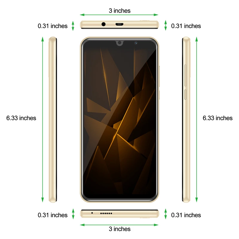 xgody 3g smartphone android 9 0 6 189 2gb 16gb mobile phone mtk6580 quad core 2800mah dual sim 5mp gps wifi mate x cell phones free global shipping