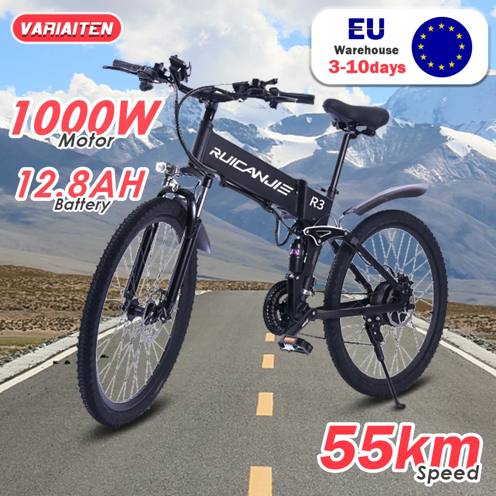 Electric mountain bike 1000w 80 km/h powerful fat bike e bike foldable bike 48V Battery 26 inch tire mtb Adult mountain ebike