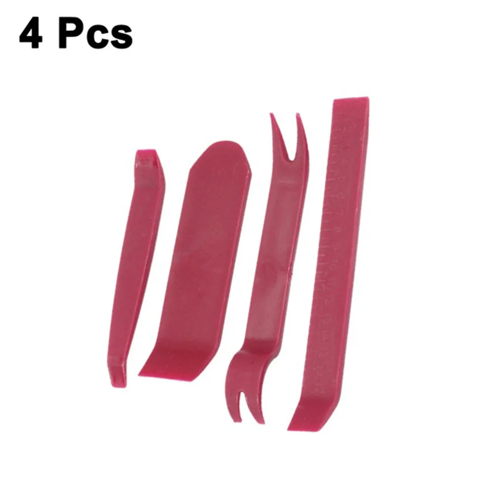 

4PCS Red Plastic Car Trim Removal Hand Tool Install & Removal Pry Repair Scraper Audio Interior Fastener Disassembly Repair Scra