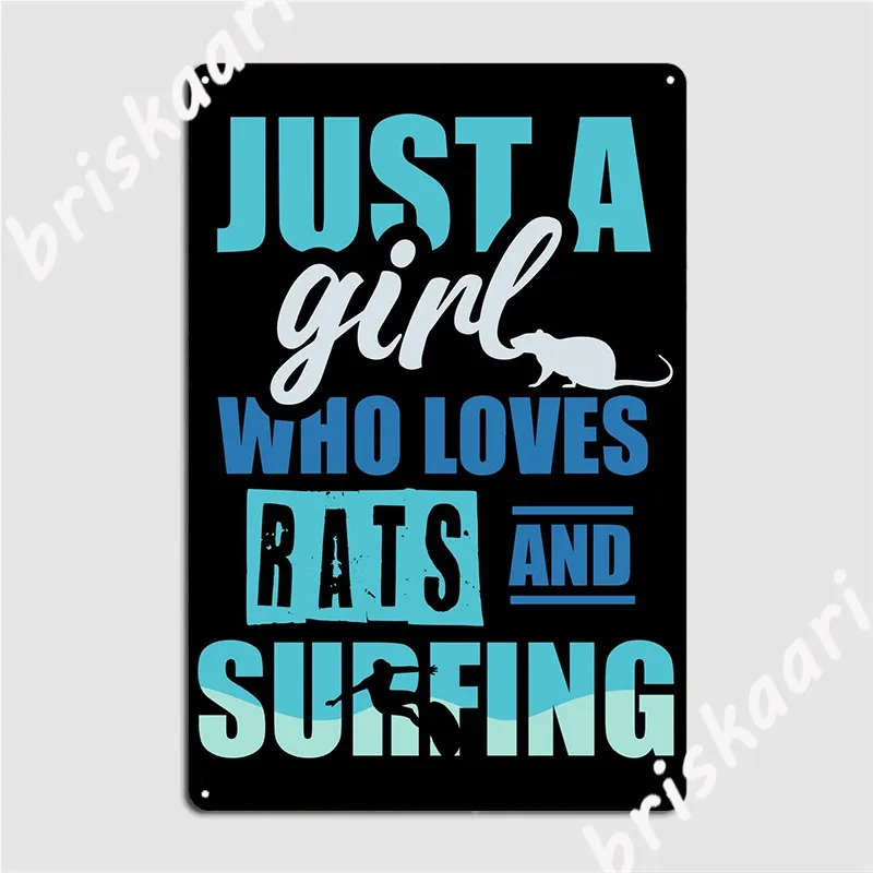 

Rat Girl Surfer Surfing Metal Sign Club Home Printing Plaques Club Bar Tin Sign Poster