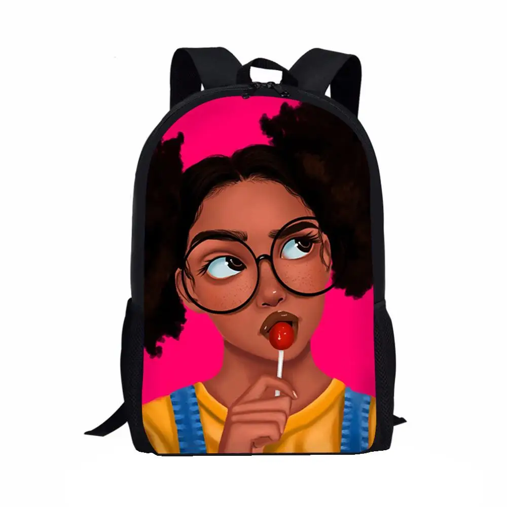 HYCOOL детские школьные сумки для детей черная королева афро девочка едят леденец