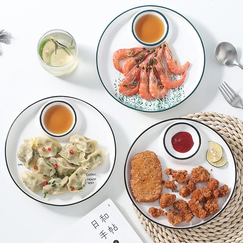 

Nordic Creative Dumplings Dish with Vinegar Dish Dish Dish Dish Dish Domestic Ceramic Ins Wind Simple Plate Integrated Sauce