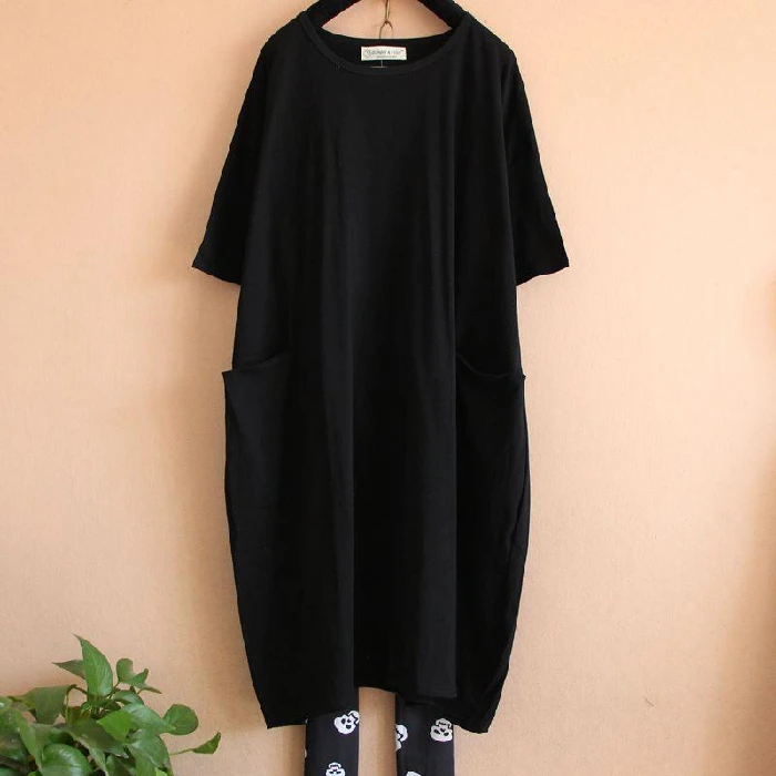 

Plus Size Women T-Shirt Maxi Dress Casual Women Summer Beach Party Vintage Loose Short Sleeve Dresses Bodycon Black Long Dresses