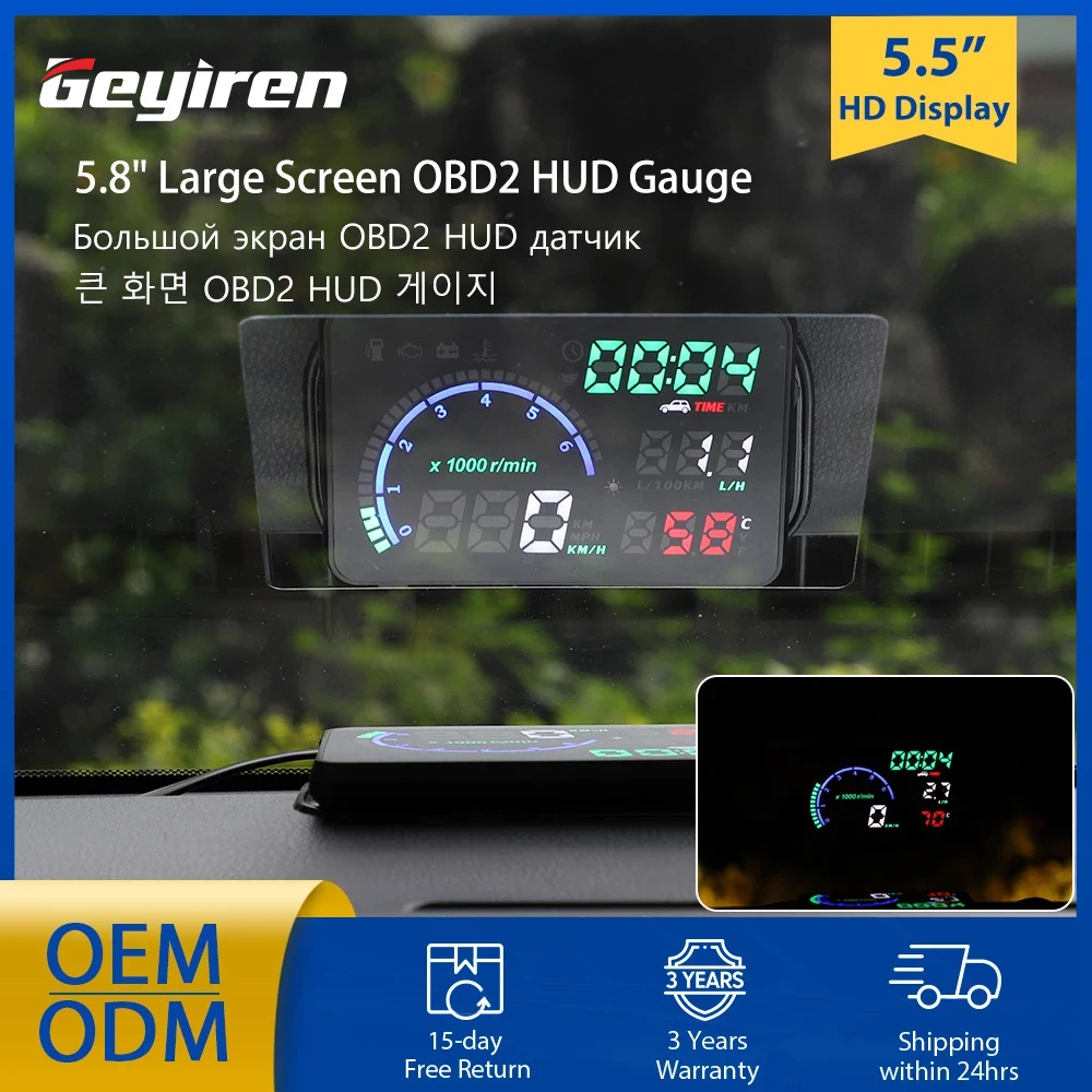 

WEIYING OBD2 HUD Car Head Up Display 5.5' A8 LED Windscreen Projector OBD Scanner Speed Fuel Warning Alarm Data Diagnostic Tools