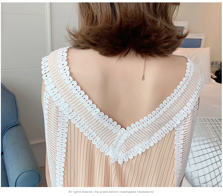 Summer Sleeveless/Long Sleeve Maternity Chiffon Pleated Dress V-neck Lace Patchwork Tassel Hem Pregnant Women Dress Sweet