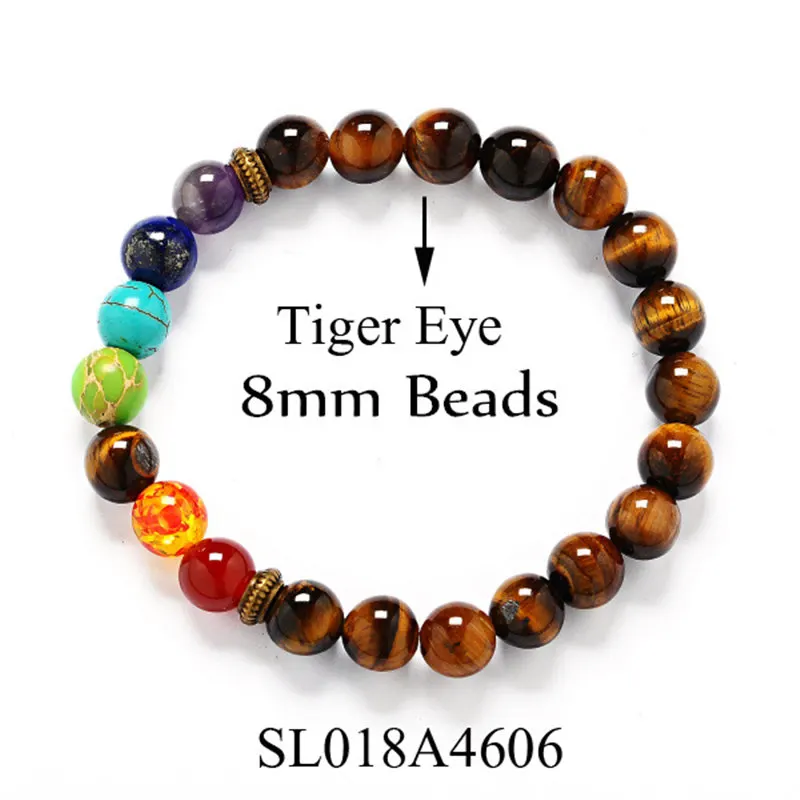 

8mm Natural Stone Yoga Bracelet New 7 Chakra Bracelet Men Black Lava Healing Balance Beads Reiki Buddha Prayer For Women