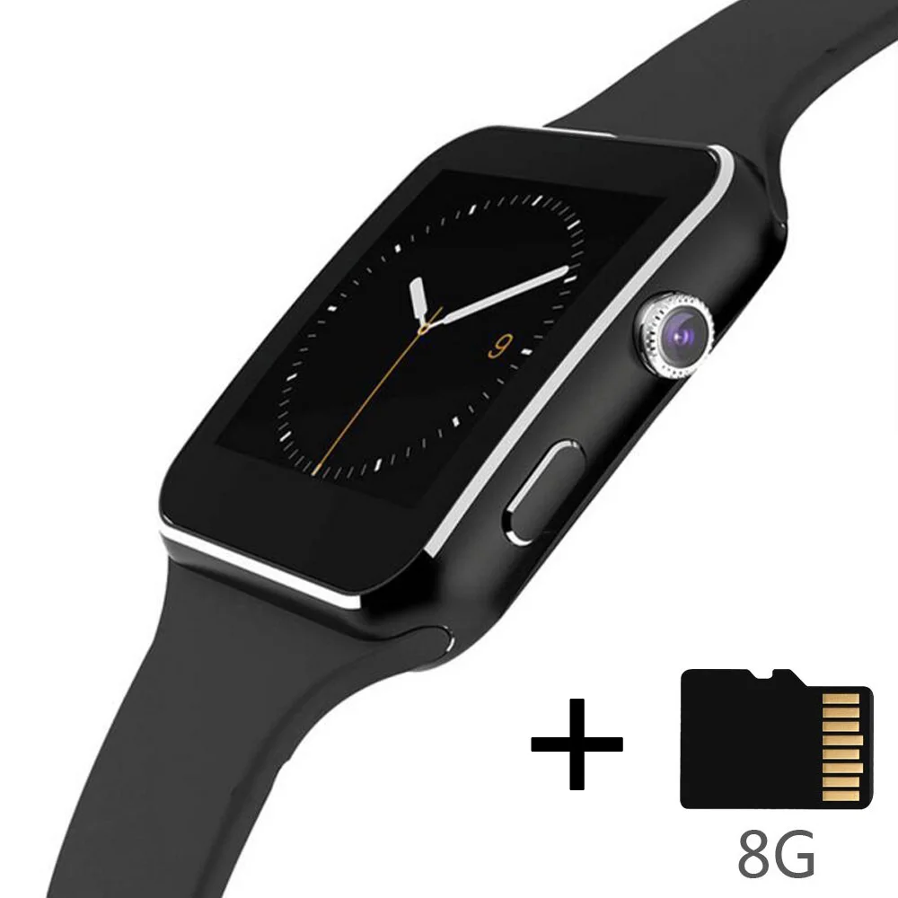 Black add 8G Bluetooth Смарт часы X6 Спорт Шагомер Smartwatch с камерой поддержка sim-карты Whatsapp Facebook для телефона Android - Цвет: Black add 8G