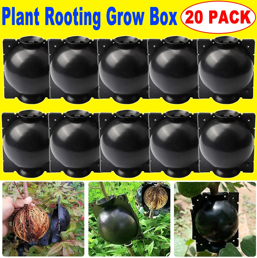 20pcs Plant Rooting Ball Grafting Rooting Growing Box Plant Rooting Device Nursery Pots High Pressure Layering Pod for Garden