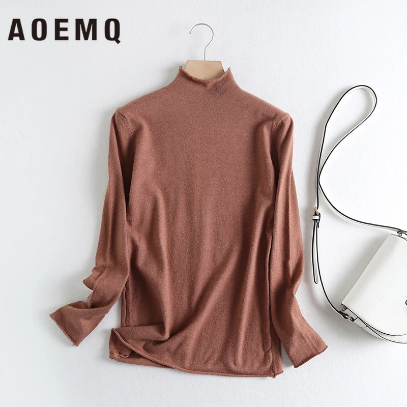 AOEMQ Spring New Arrival 10 Colors Sweaters Button Up Collar Pullovers Thin Sweater Camping Pinic Party Wear Women Clothing | Женская