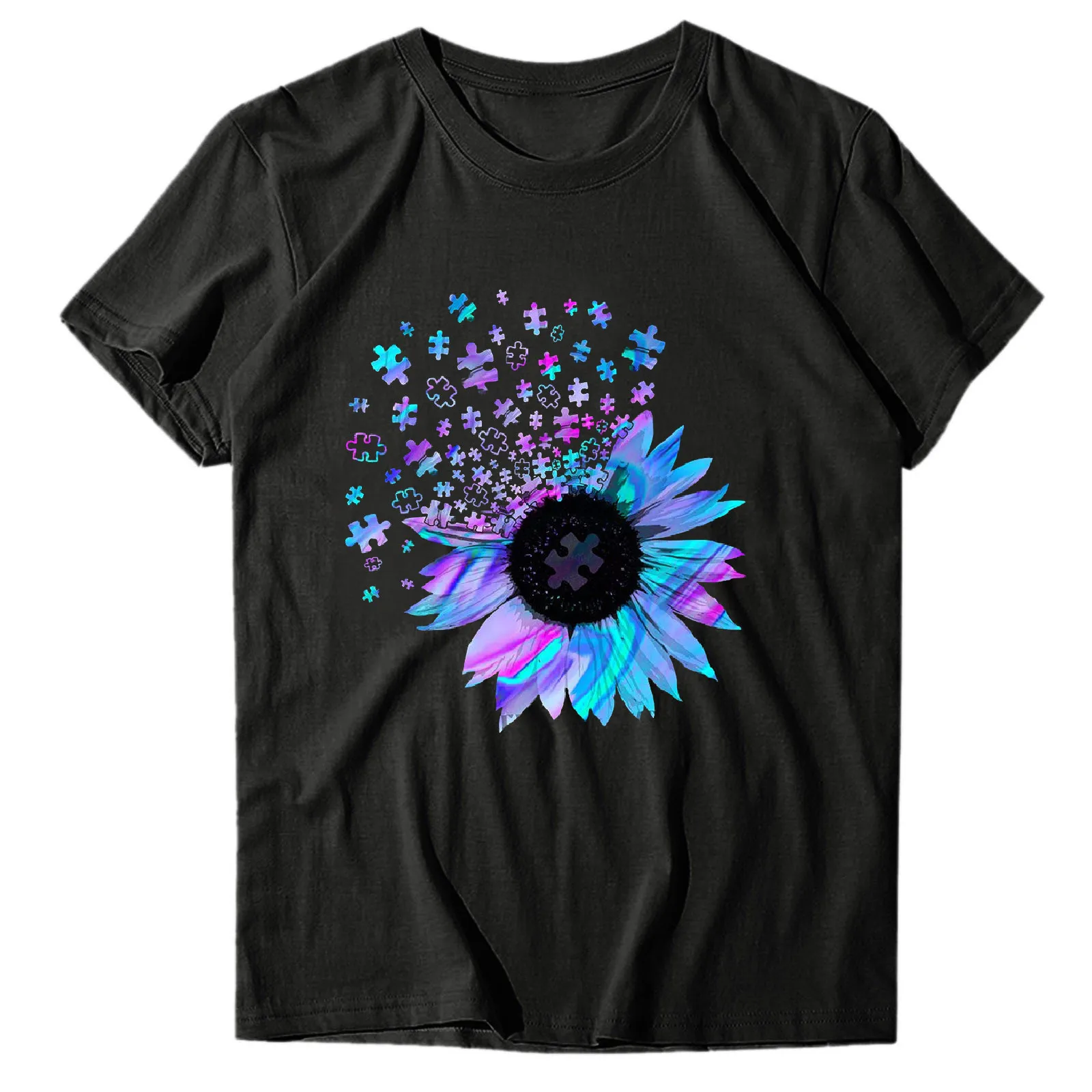 

T-shirts For Women Sunflower Print Tshirt Women Casual Short Sleeve O Neck Tee Tops for Female T-shirts Femme Tee Top ropa mujer