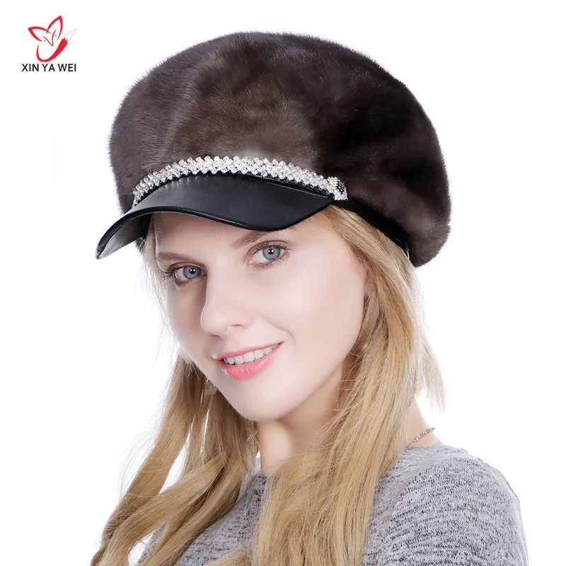 

Femmes fourrure chapeau pour hiver naturel mink cap russe femelle chapeaux 2018 tout nouveau mode chaud Berets casquette