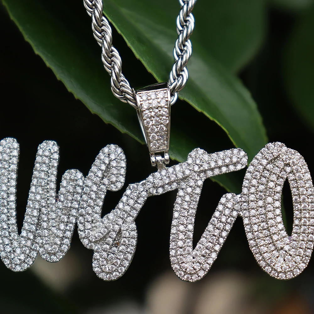 D &amp Z индивидуальное название курсивная кисть шрифт 2-слойные камни