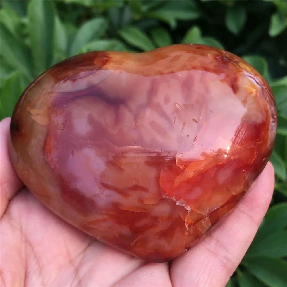 

Natural colorful red and orange agate crystal heart healing