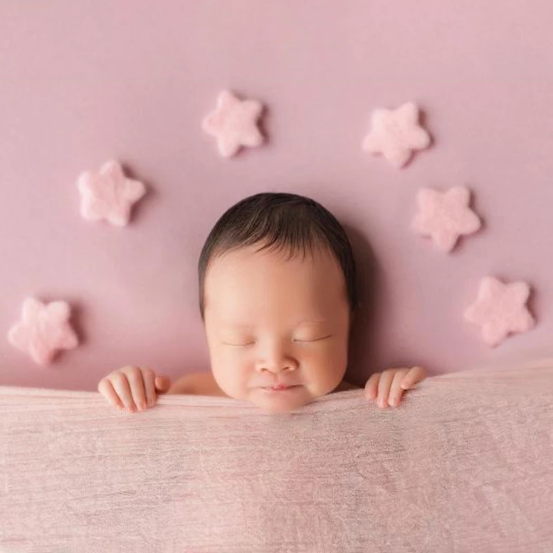 

5Pcs Baby Wool Felt Stars Decorations Mini Props Infant Photo Shooting Accessories Newborn Photography Props Decorations Prop