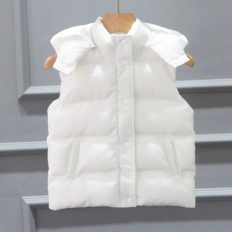 

Winter Waistcoat Girl Vests 2021 New Warm Children Cotton Coats Boys Girls Hooded Waistcoats Teenage Kids Outwear Girls Clothes