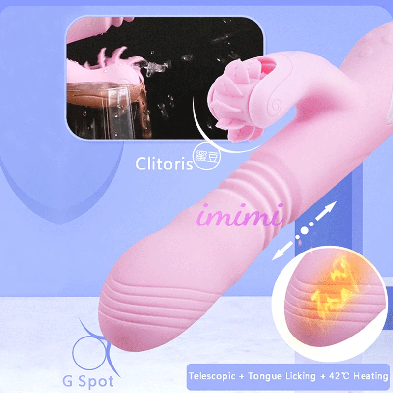 Нагревающийся вращающийся фаллоимитатор вибратор оральный секс язык лижущая