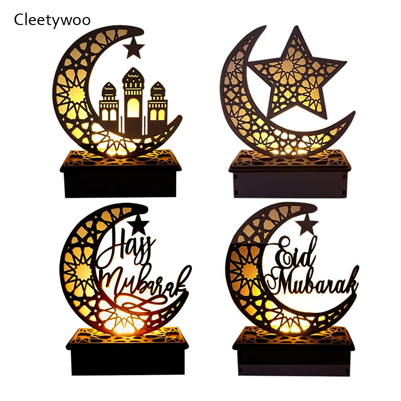 

Деревянный светильник Eid Mubarak, луна, полые поделки, украшение, мусульманский фестиваль, мусульманские товары для вечеринок, дети, сделай сам, ...