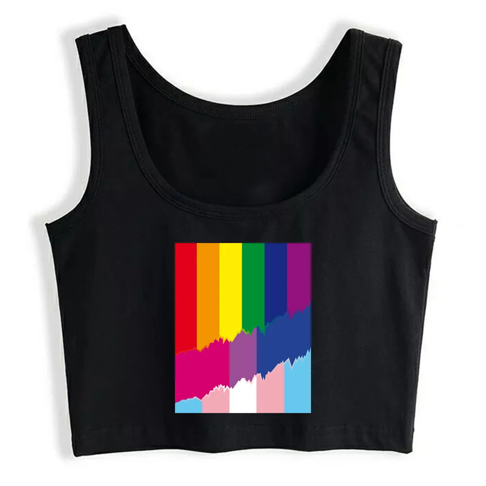

Crop Top Women Lgbt Rainbow Transgender Bisexuality Flag Harajuku Emo Aesthetic Grunge Tank Top Female Clothes