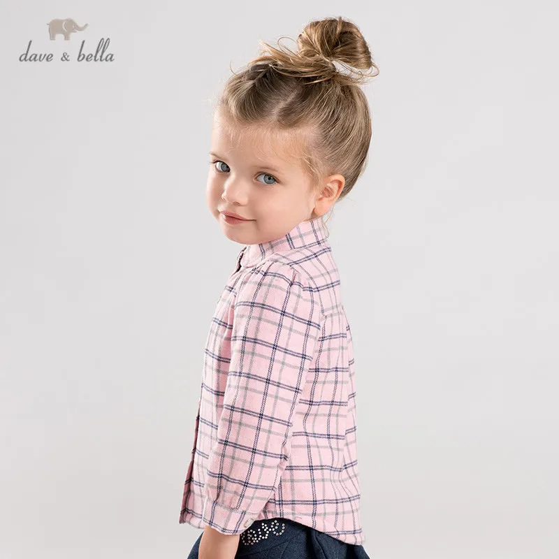 DB12694 dave bella/зимние милые клетчатые топы для маленьких девочек детская одежда
