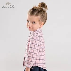 DB12694 dave bellaзимние милые клетчатые топы для маленьких девочек; детская одежда высокого качества