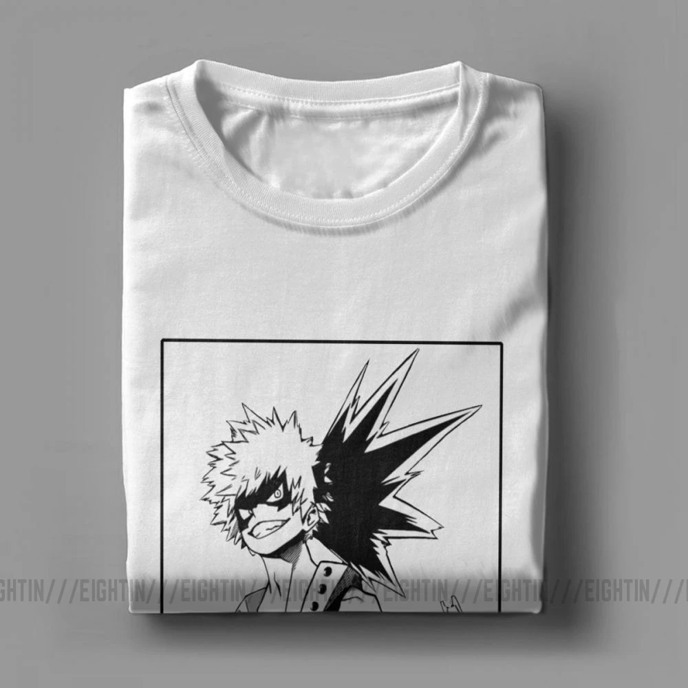 Мужская футболка с надписью «Katsuki Bakugo», футболка с надписью «My Hero Academy», новинка, топы с короткими рукавами и круглым вырезом, хлопковые футболки размера плюс