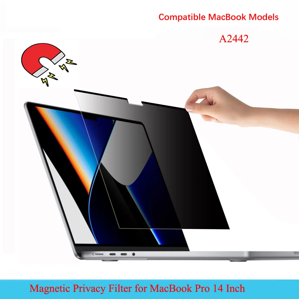 

Magnetic Privacy Filter Laptop Anti-Glare Screen Protector Black for MacBook Pro 14" A2442